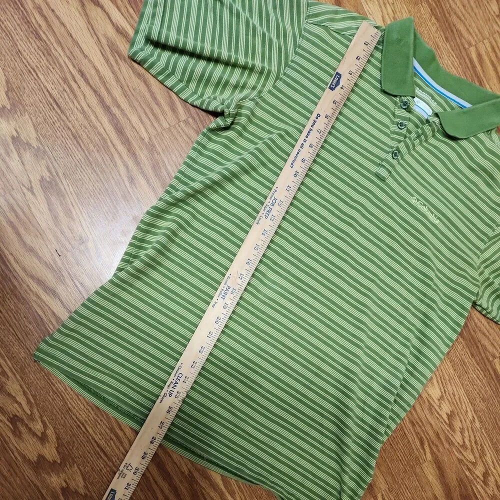 Columbia Omni-Wick Mens Large Performance Golf Polo Shirt Green Striped Casual - Picture 5 of 8